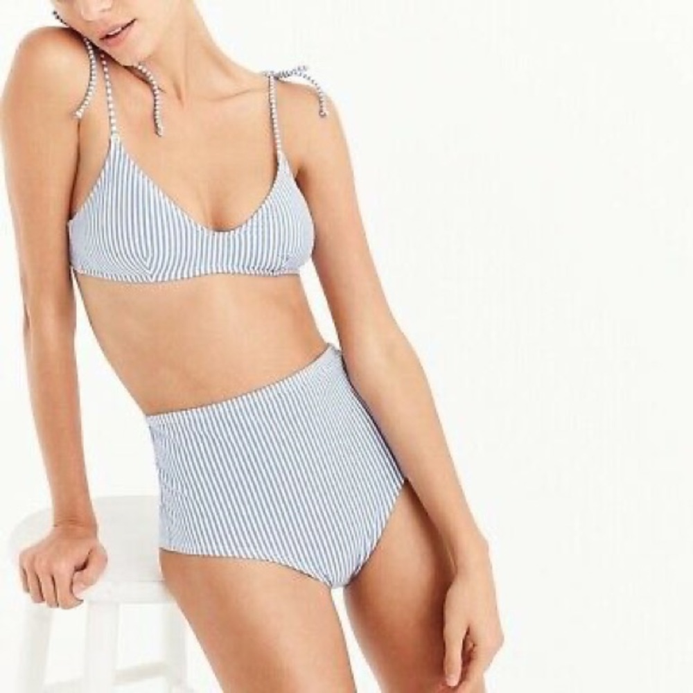 J.Crew Seersucker Bikini High Waist bottoms